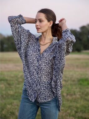 Mirth Kyoto Blouse Navy Field Flow Small
